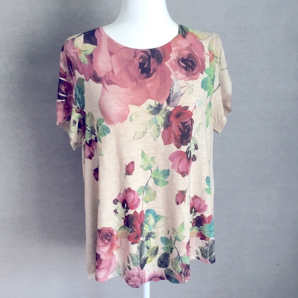 Origami by Vivien Rosie Rose Knit T-Shirt NWT Size Small